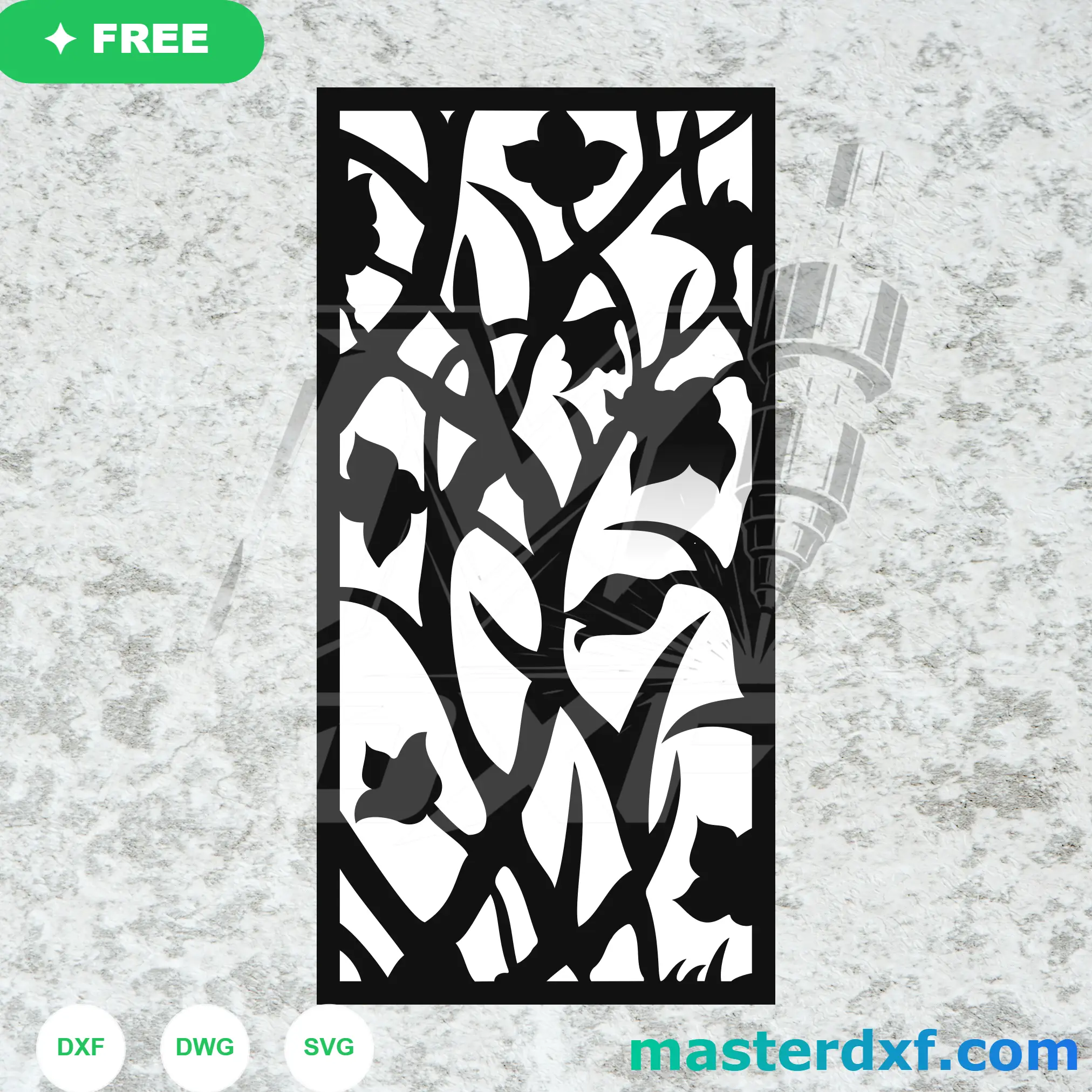 Abstract Organic Wild Ivy Foliage Panel Cutting File DXF File